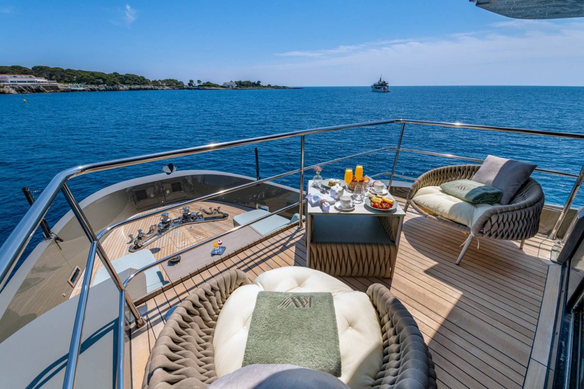 Private master cabin's terrace onboard of KOKONUT'S WALLY